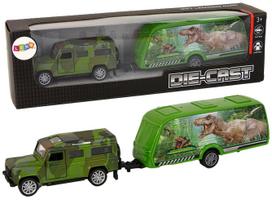 Žaislinių transporto priemonių rinkinys su dinozaurais Lean Toys Die-Cast 13310, žalia sp.