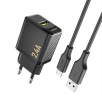 Įkroviklis Dudao A23T 12W USB-A + USB-A to USB-C cable 1.0m juodas