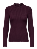 JDY - Jdyfransiska Life L/S Hi-Nck Top Jr Noos - Marškinėliai ilgomis rankovėmis - Burgundiška splava