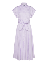 Polo Ralph Lauren - Striped Belted Cotton Dress - Iki kelių ir midi suknelės - Violetinė