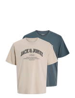 Jack & Jones - Jjedenver Logo Tee Ss O-Neck 2Pk Mp - Marškinėliai trumpomis rankovėmis - Kreminė spalva