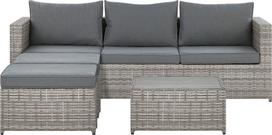 Lauko baldų komplektas Beliani Sodo kampinė sofa su staliuku 5 asmenims SABBIA Modulinis technoratanas Kairinis Šviesiai pilkas