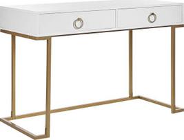 Beliani Konsolė WESTPORT balta/auksinė 115 cm 50 cm su stalčiais