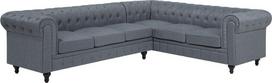 Beliani 6 vietų kampinė sofa CHESTERFIELD, pilka, kairinė