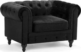 Beliani CHESTERFIELD fotelis, veliūras, juodas