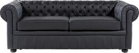 Beliani Trivietė sofa CHESTERFIELD Natūrali oda Juoda