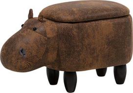 Beliani Gyvūno formos pufas su daiktadėže HIPPO, eko oda, rudas hipopotamas