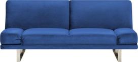 Beliani Dvivietė išskleidžiama sofa YORK iš veliūro, tamsiai mėlyna