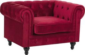 Fotelis Beliani Fotelė CHESTERFIELD aksominė burgundiška