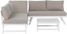 Lauko baldų komplektas Beliani Sodo kampinė sofa su staliuku 5 asmenims COCCORINO smėlio ir pilkos spalvos metalas