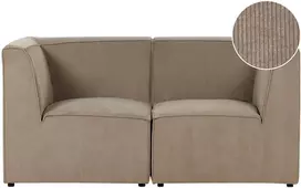 Beliani Dvivietė modulinė sofa LEMVIG, smėlio spalvos velvetas