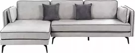 Beliani Trivietė kampinė sofa ALTAN, veliūras, šviesiai pilka, dešininė