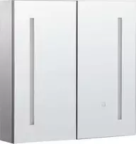 Beliani Pakabinama vonios spintelė su LED veidrodžiu CHABUNCO 60 cm 60 cm juoda