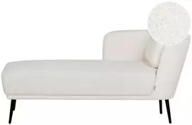 Sofa Beliani Dešininis gultas ARTHEZE Boucle, kreminės baltos spalvos