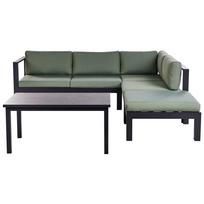 Lauko baldų komplektas Beliani Sodo kampinė sofa su staliuku 5 asmenims MESSINA kairinė žalia metalinė