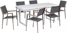 Lauko baldų komplektas Beliani Sodo baldų komplektas 6 asmenims VALCANETTO/GROSSETO pilkas/baltas metalinis