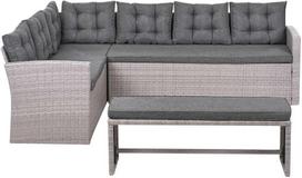 Lauko baldų komplektas Beliani Sodo kampinė sofa VITERBO, 8 vietų, pilka, technoratanas