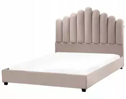 Beliani VINCENNES veliūrinė lova 140 x 200 cm smėlio pilkos spalvos