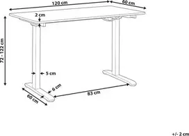 Beliani Elektriškai reguliuojamas rašomasis stalas GRIFTON, baltas, 120x60 cm