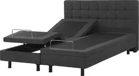 Beliani Reguliuojama lova DUKE 160 x 200 cm tamsiai pilka