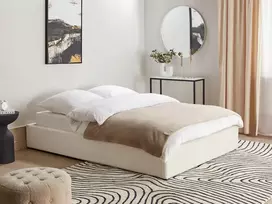 Beliani Lova su patalynės dėže be galvūgalio DINAN Boucle kreminės baltos spalvos 140 x 200 cm