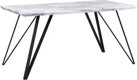 Beliani Valgomojo stalas MOLDEN marmuro imitacija / juodas 150 cm 80 cm