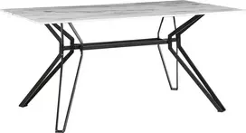 Beliani Valgomojo stalas BALLINA Baltas marmuras 160 cm 90 cm Grūdintas stiklas