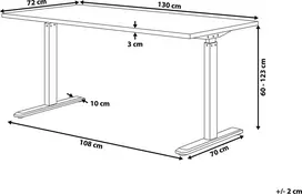 Beliani Elektriškai reguliuojamas stalas DESTIN II Pilka/juoda 130 cm 72 cm