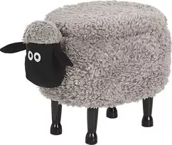 Beliani Gyvūno formos pufas su daiktadėže SHEEP, pilkas ėriukas