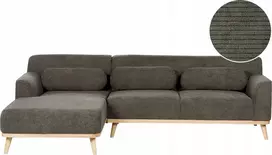 Beliani Trijų vietų kampinė sofa SIMOS Velvetinis Tamsiai žalia Dešininė