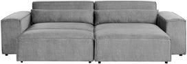 Beliani Trijų vietų modulinė sofa HELLNAR kairinė, pilka su otomane
