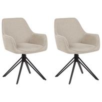 Beliani 2 valgomojo kėdžių komplektas, pasukamos, JODAR, smėlio spalvos