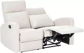 Beliani 2 vietų sofa su manualine relaksacijos funkcija VERDAL, veliūrinė, smėlio spalvos, su ištraukiama kojų atrama
