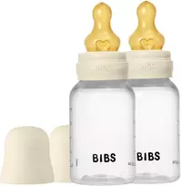Bibs SEILINTUKAI - Kūdikių buteliukai su apvaliais latekso buteliukais, 2 vnt., lėto srauto - Dramblio kaulo spalvos - 150 ml