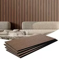 VEVOR Akustinės sienų plokštės, MDF, riešuto spalva, 120 x 60 x 2,1 cm, 4 vnt.