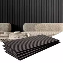 VEVOR Akustinės sienų plokštės su lentjuostėmis, MDF, juodas ąžuolas, 120 x 60 x 2,1 cm, 4 vnt.