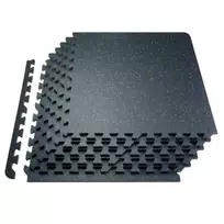 VEVOR 25 dalių interlocking gimnastikos grindų kilimėliai, juodi su mėlynais taškais, 610 x 610 x 14 mm