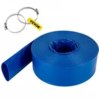 VEVOR Išleidimo žarna, 76 mm x 32 m, PVC plokščia žarna su spaustukais, mėlyna