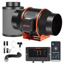 Ventiliatorius VEVOR Inline duct fan kit su anglies filtru, 683 m³/h, 152,4 mm, HF-150PE