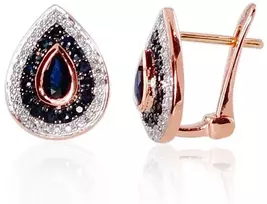 Diamond Sky Jewelry Auksiniai auskarai su deimantais ir safyrais „Royal II“