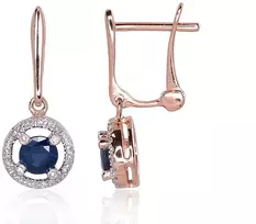 Diamond Sky Jewelry Auksiniai auskarai su deimantais ir safyrais „Širdys ir Strėlės IX“