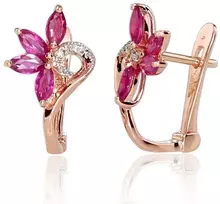 Diamond Sky Jewelry Auksiniai auskarai su deimantais ir rubinais „Crystallite IV“