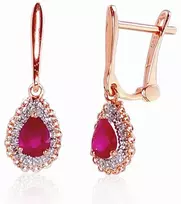 Diamond Sky Jewelry Auksiniai auskarai su deimantais ir rubinais „Renaissance II“