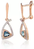 Diamond Sky Jewelry Auksiniai auskarai su deimantais ir topazais „Dangaus Geometrija“