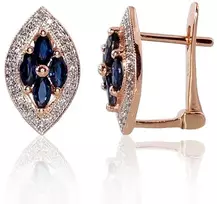Diamond Sky Jewelry Auksiniai auskarai su deimantais ir safyrais „Aleksandrija V“