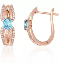 Diamond Sky Jewelry Auksiniai auskarai su deimantais ir topazais „Sparkling Moment“