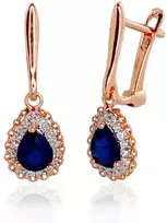Diamond Sky Jewelry Auksiniai auskarai su deimantais ir safyrais „Renaissance III“