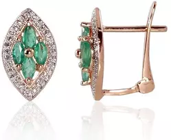 Diamond Sky Jewelry Auksiniai auskarai su deimantais ir smaragdais „Aleksandrija IV“