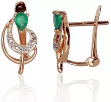 Diamond Sky Jewelry Auksiniai auskarai su deimantais ir smaragdais „Groteks V“
