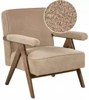 Fotelis Beliani Fotel EVJE Boucle smėlio spalvos